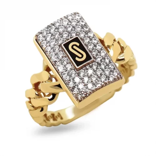 Bague Monaco Chain  Classic  Pavé Or 18 KT - 750 e