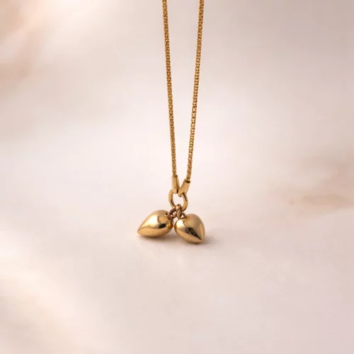 collier maille pop corn double coeur or 18 carats-1690 e