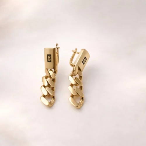 Boucles d’Oreilles Chaîne Gourmette monaco – Or 18 Carats-1190 e