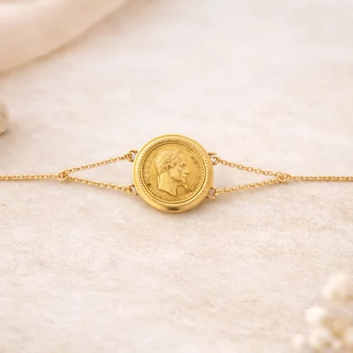 Bracelet Napoléon Héritage – Or 18 Carats & Pièce Napoléon III Or 22 Carats-1790 e