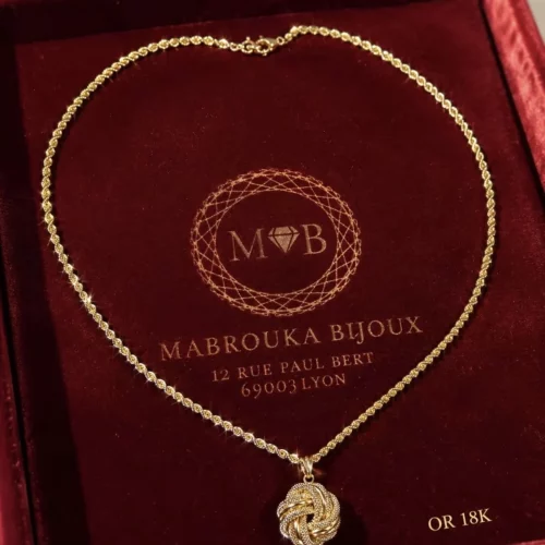 Ensemble Chaîne & Pendentif  Nœud d'Amour d'Algérie