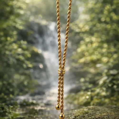 Collier Cravate Maille Corde Boules Facettées