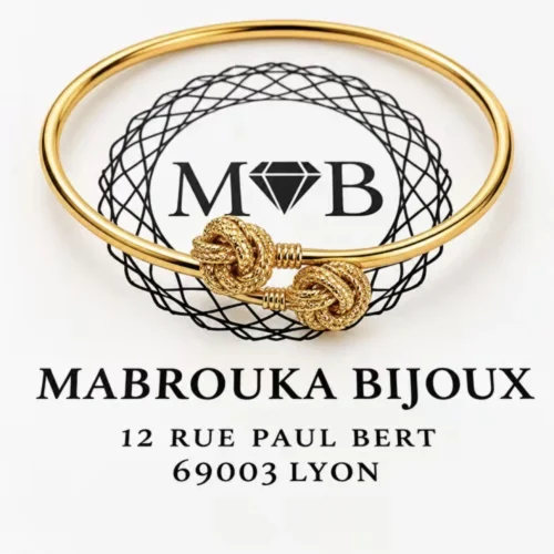 Bracelet Tita Nœud d’Amour en or jaune 18 carats, 5,07 g, fond blanc Mabrouka Bijoux